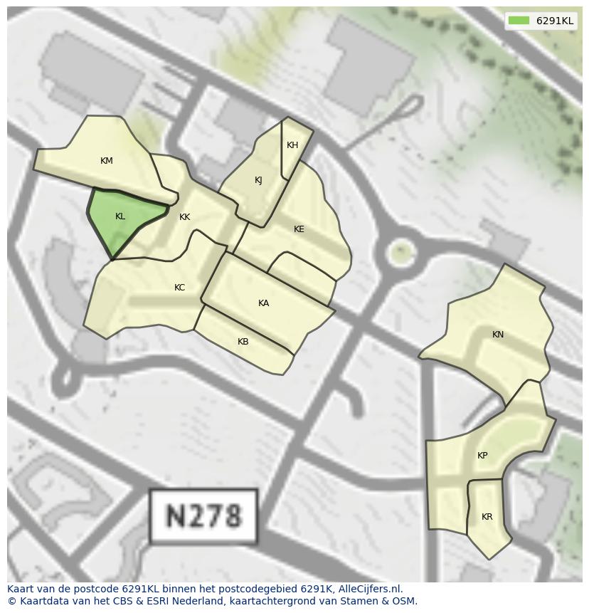 Afbeelding van het postcodegebied 6291 KL op de kaart.