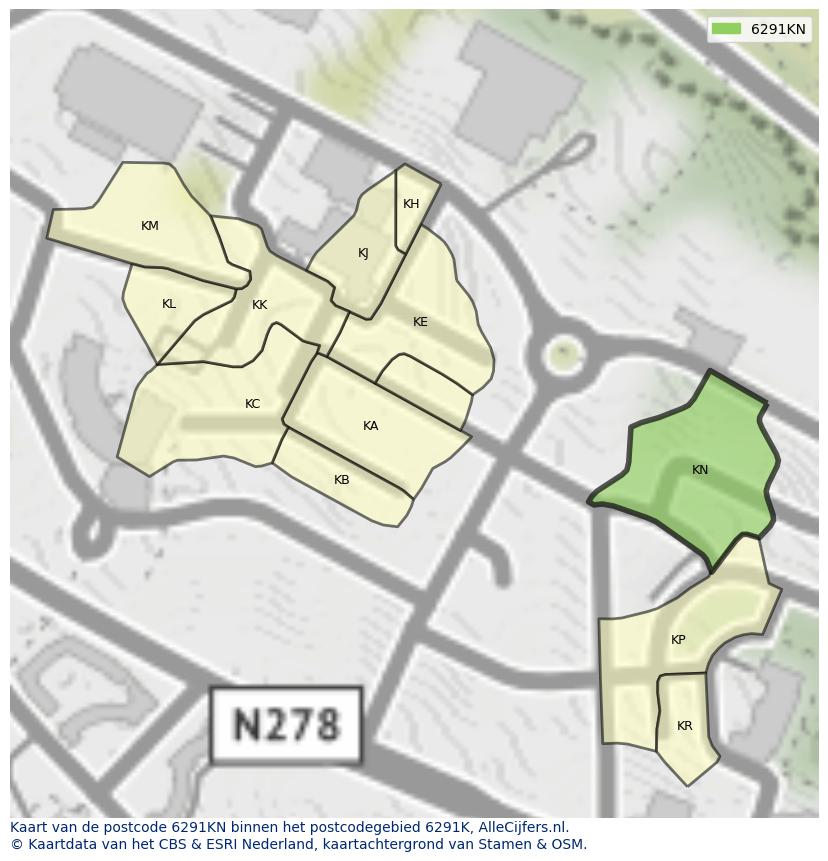 Afbeelding van het postcodegebied 6291 KN op de kaart.