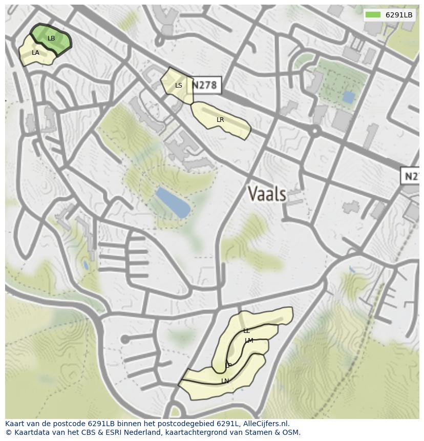 Afbeelding van het postcodegebied 6291 LB op de kaart.