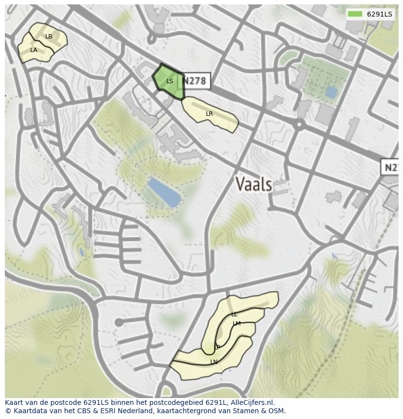 Afbeelding van het postcodegebied 6291 LS op de kaart.