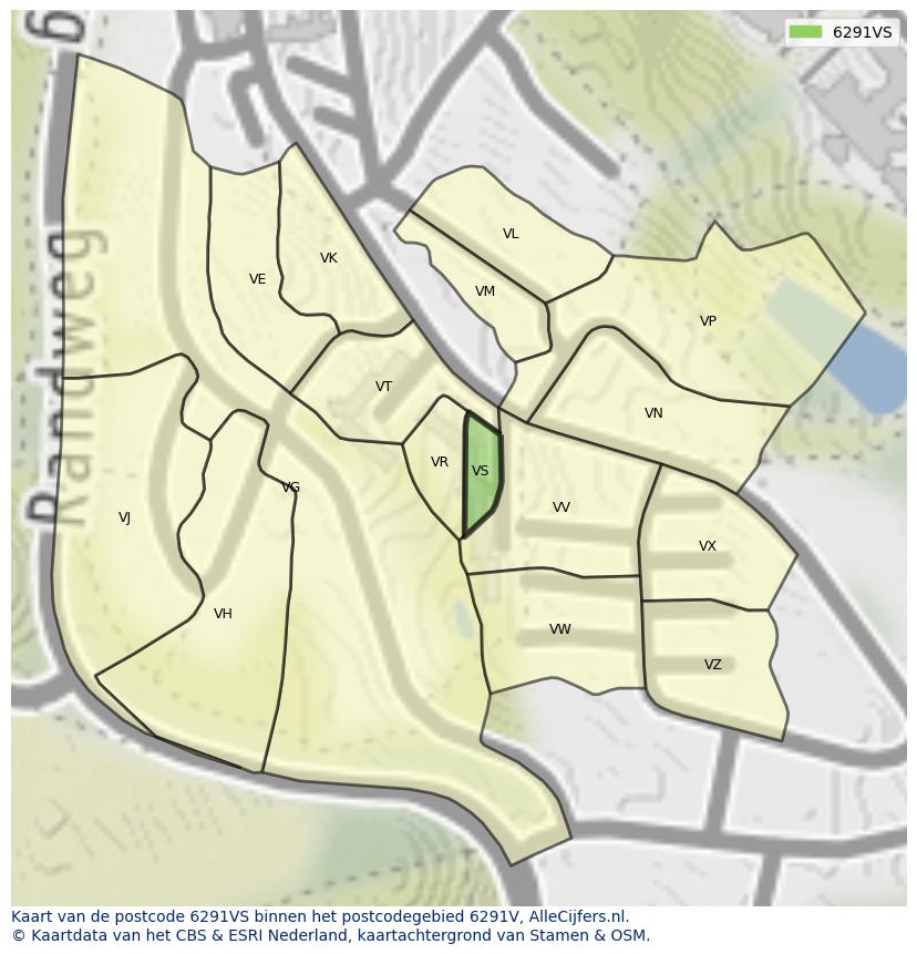 Afbeelding van het postcodegebied 6291 VS op de kaart.
