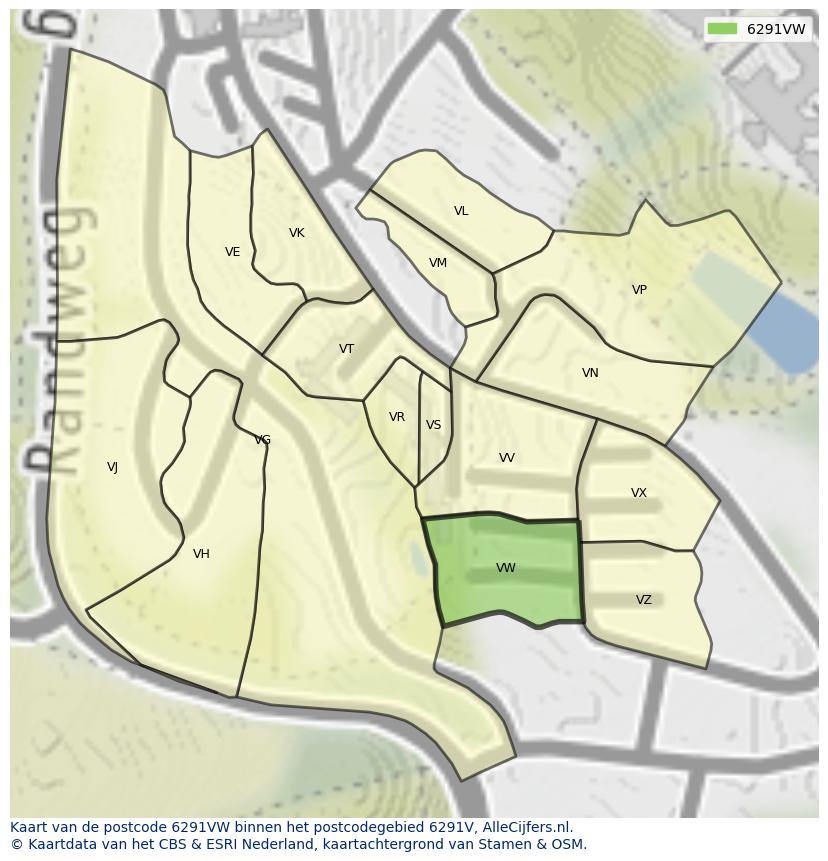 Afbeelding van het postcodegebied 6291 VW op de kaart.