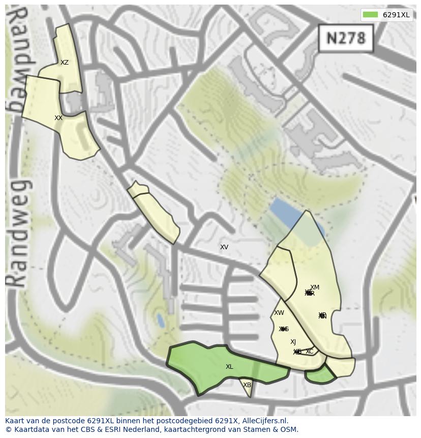 Afbeelding van het postcodegebied 6291 XL op de kaart.