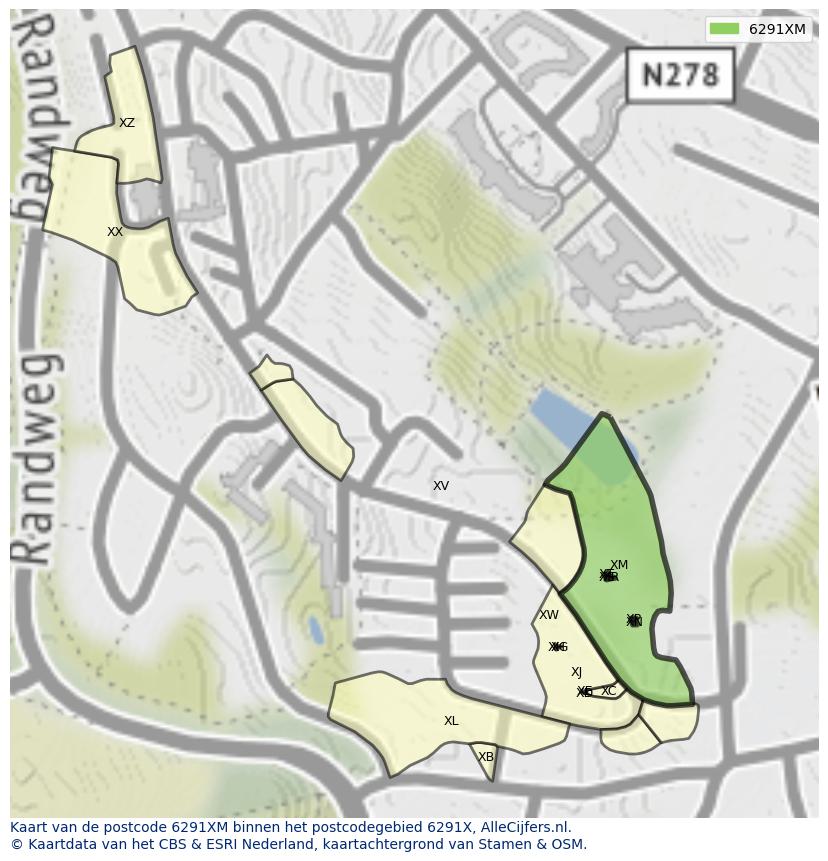 Afbeelding van het postcodegebied 6291 XM op de kaart.