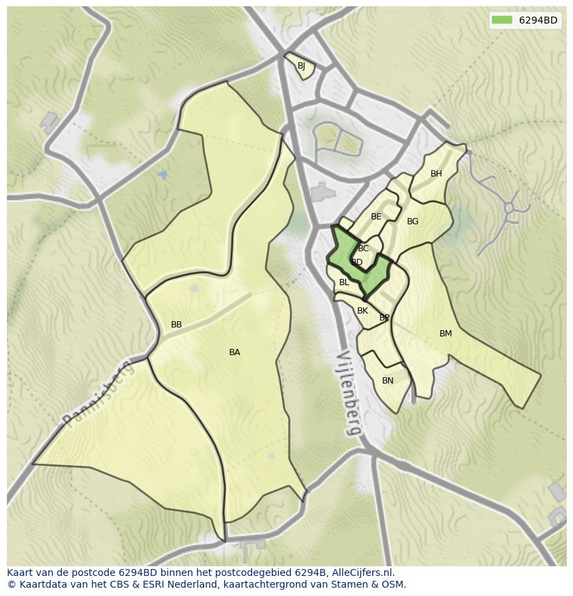 Afbeelding van het postcodegebied 6294 BD op de kaart.