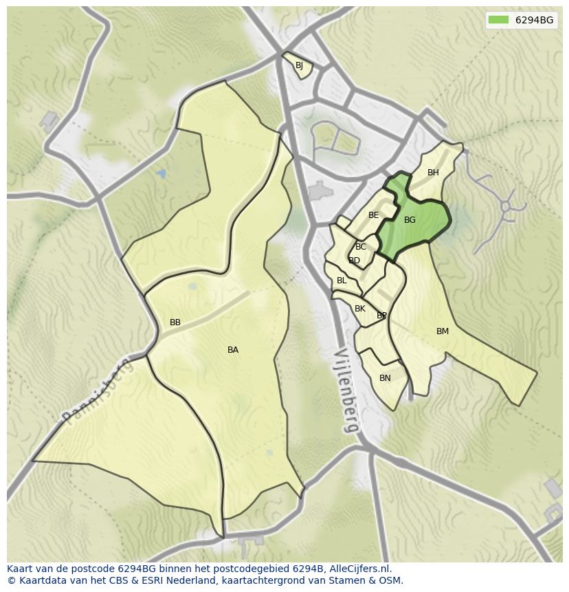 Afbeelding van het postcodegebied 6294 BG op de kaart.