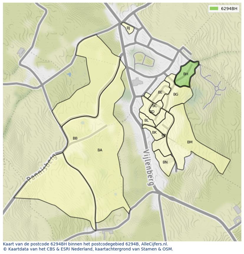 Afbeelding van het postcodegebied 6294 BH op de kaart.