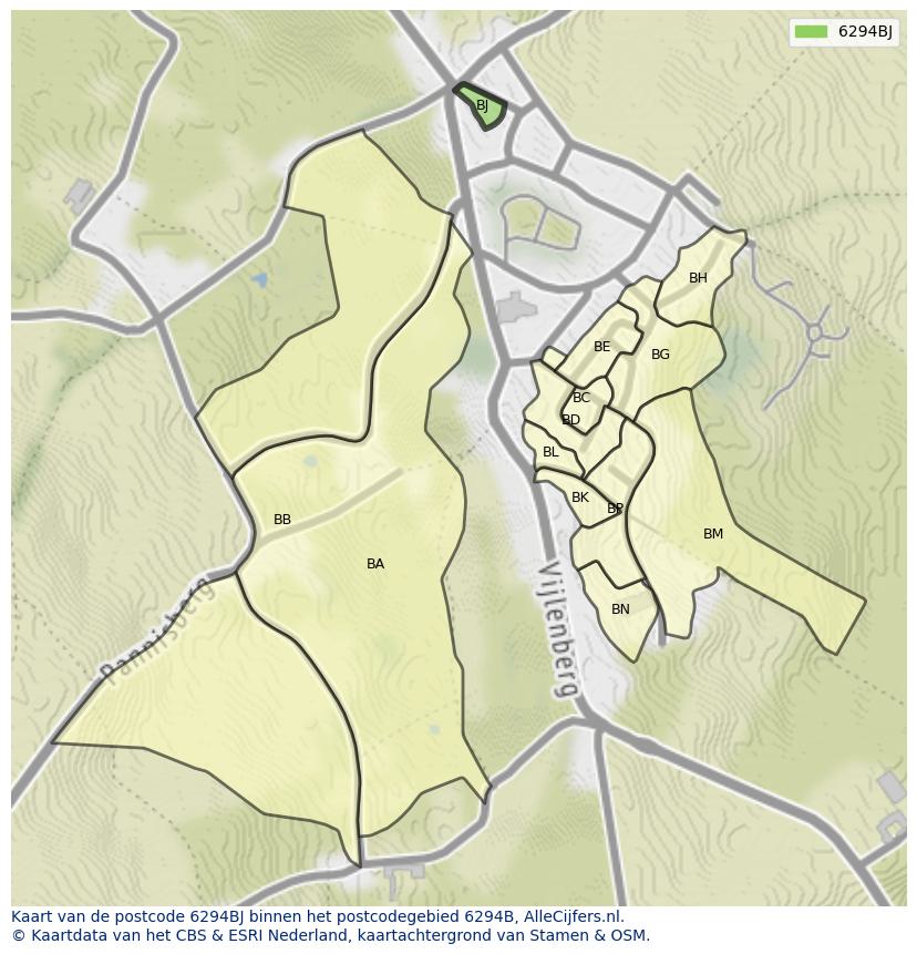 Afbeelding van het postcodegebied 6294 BJ op de kaart.