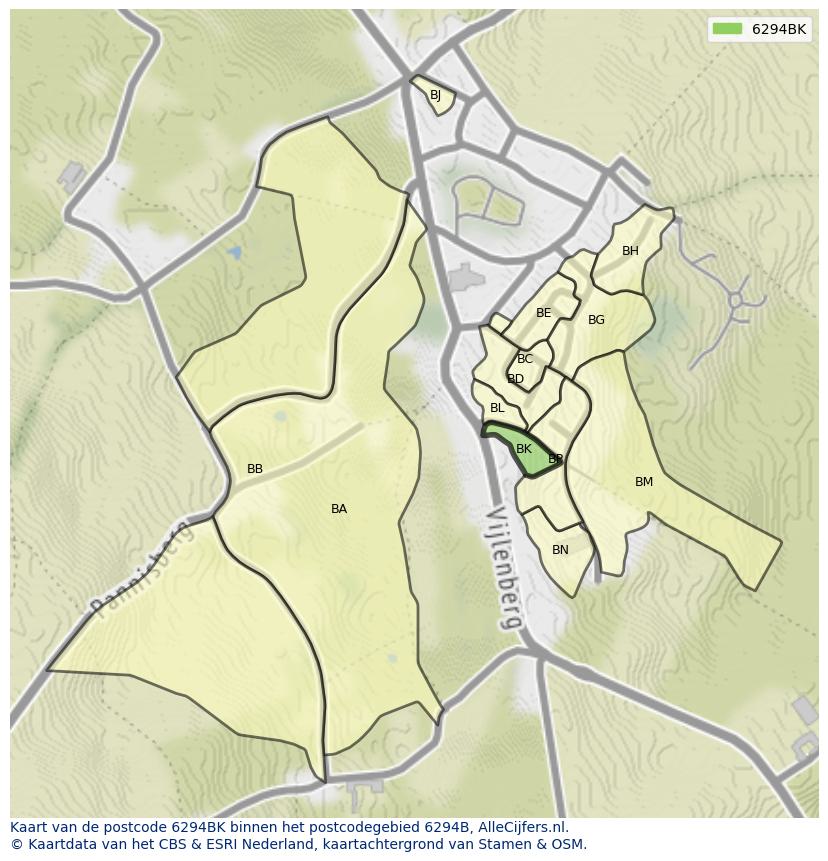 Afbeelding van het postcodegebied 6294 BK op de kaart.