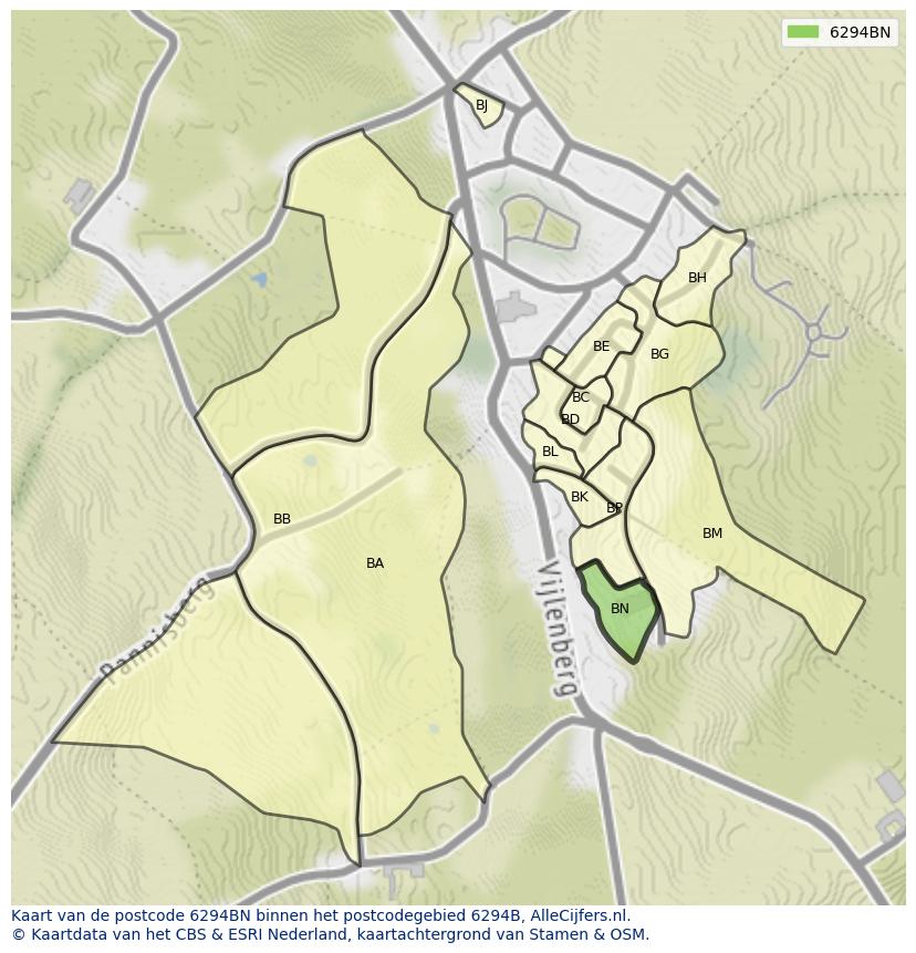 Afbeelding van het postcodegebied 6294 BN op de kaart.