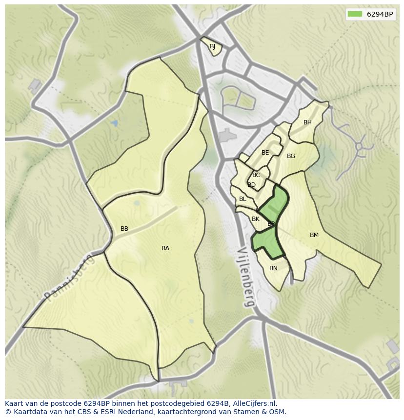 Afbeelding van het postcodegebied 6294 BP op de kaart.