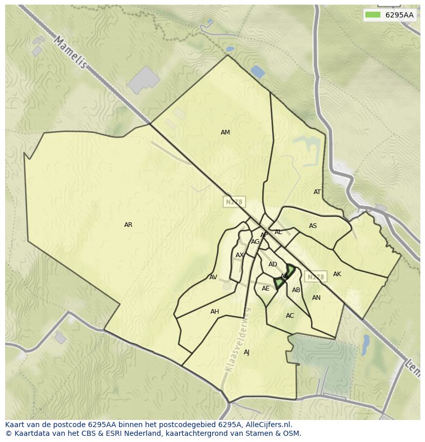 Afbeelding van het postcodegebied 6295 AA op de kaart.