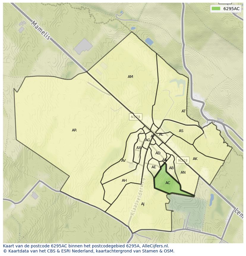Afbeelding van het postcodegebied 6295 AC op de kaart.