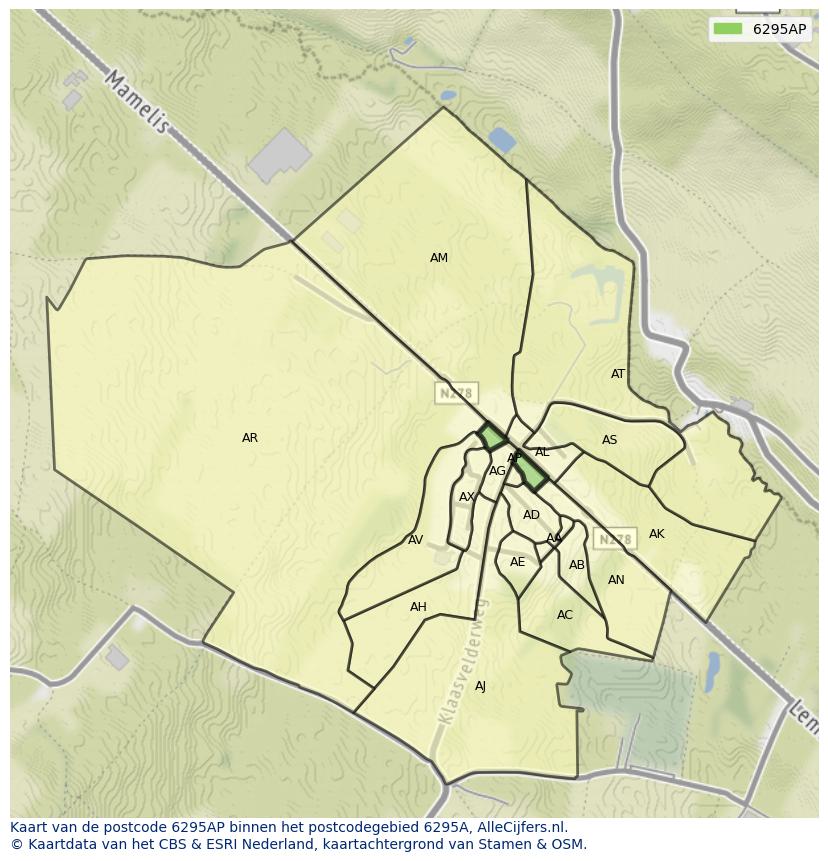 Afbeelding van het postcodegebied 6295 AP op de kaart.