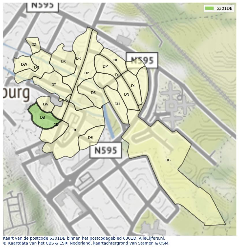 Afbeelding van het postcodegebied 6301 DB op de kaart.