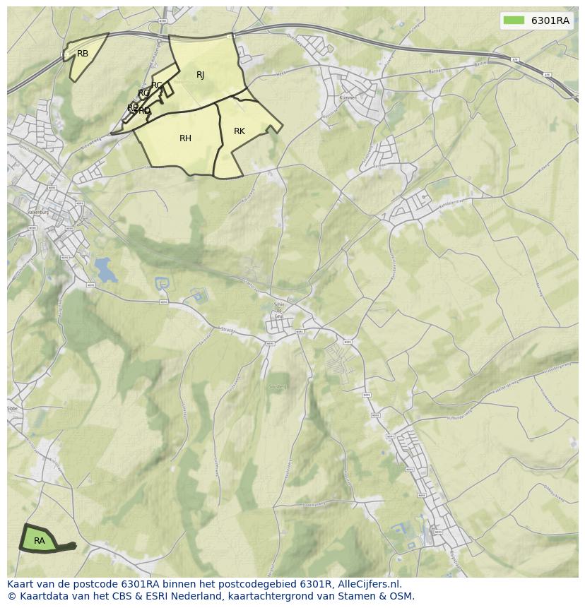 Afbeelding van het postcodegebied 6301 RA op de kaart.