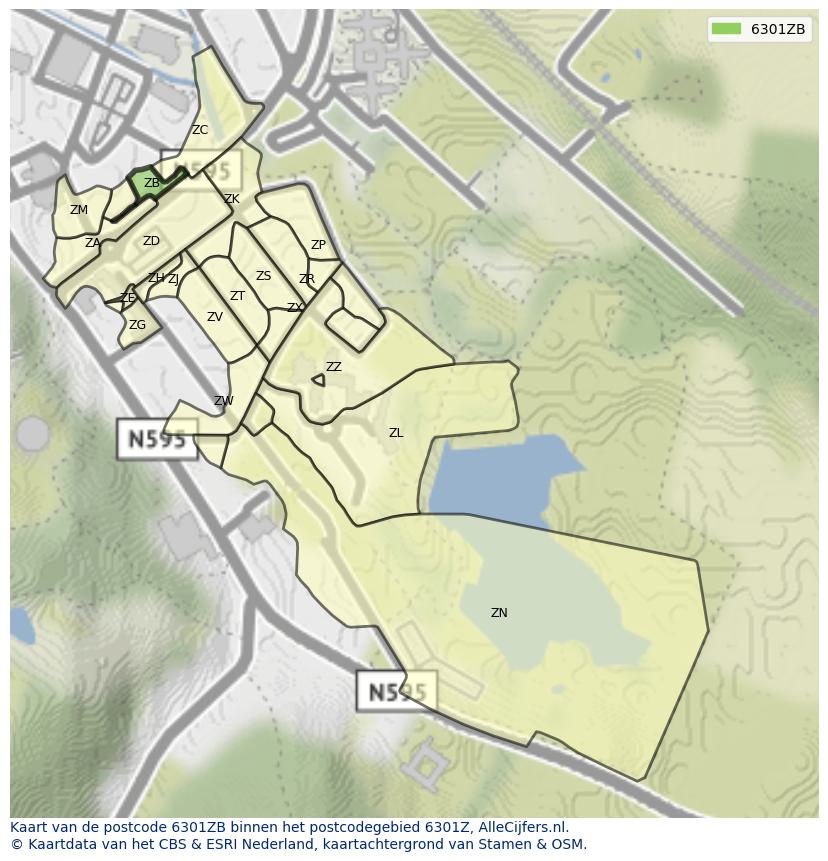 Afbeelding van het postcodegebied 6301 ZB op de kaart.