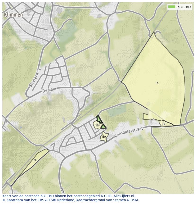 Afbeelding van het postcodegebied 6311 BD op de kaart.