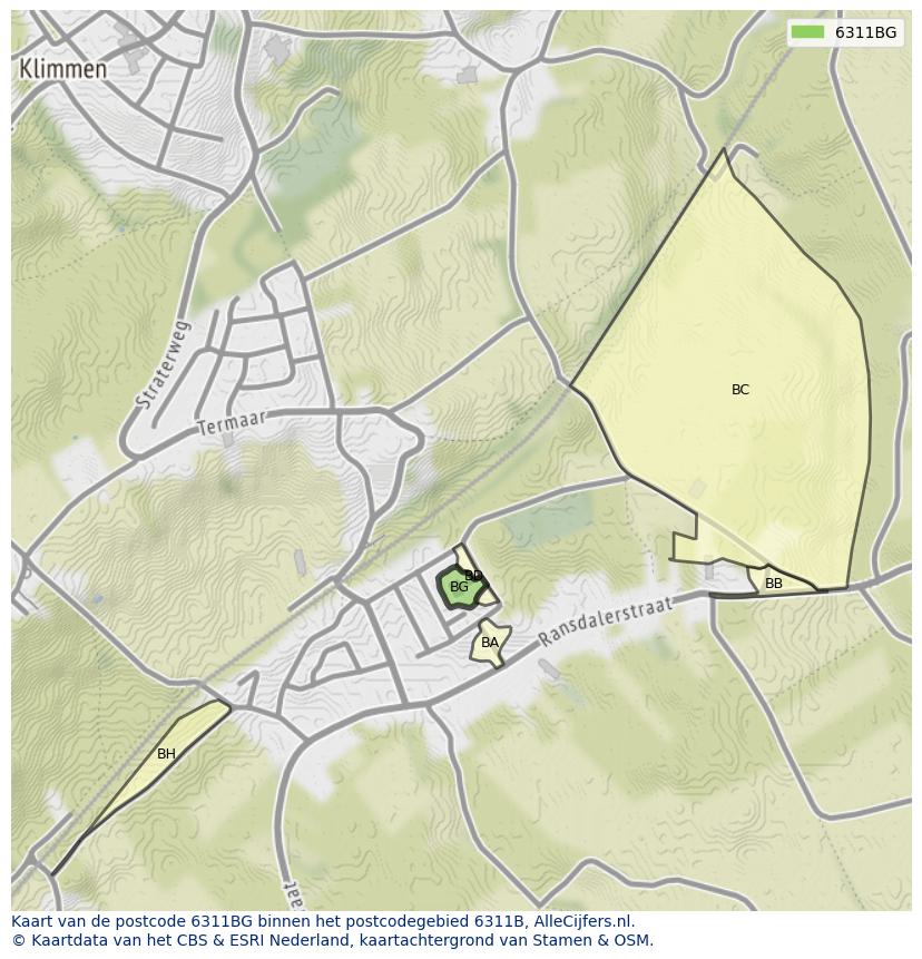 Afbeelding van het postcodegebied 6311 BG op de kaart.