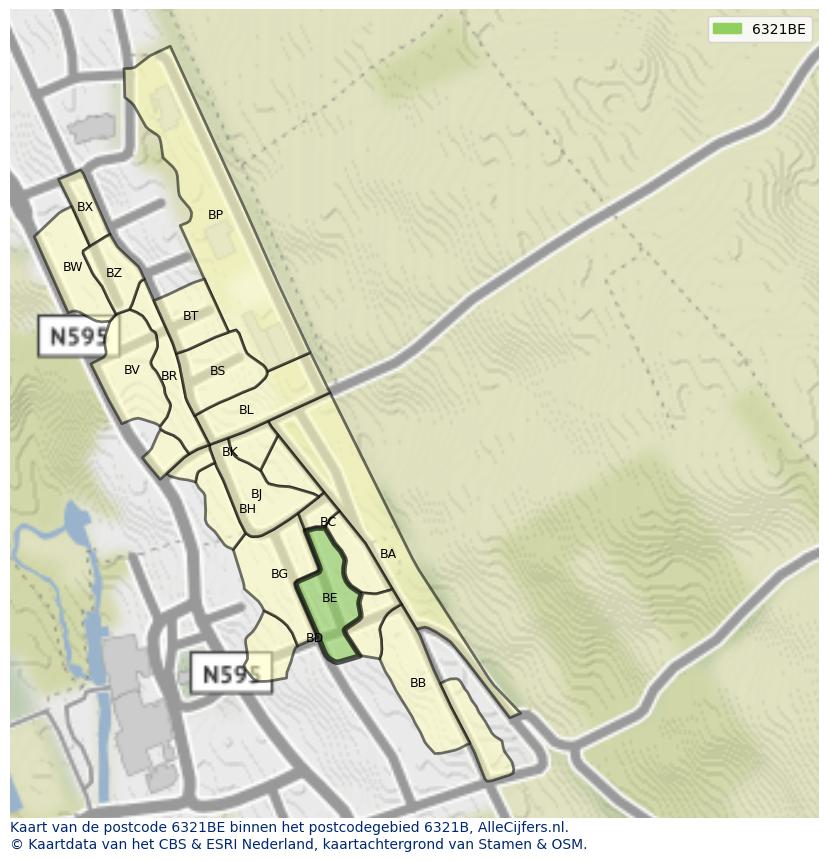 Afbeelding van het postcodegebied 6321 BE op de kaart.
