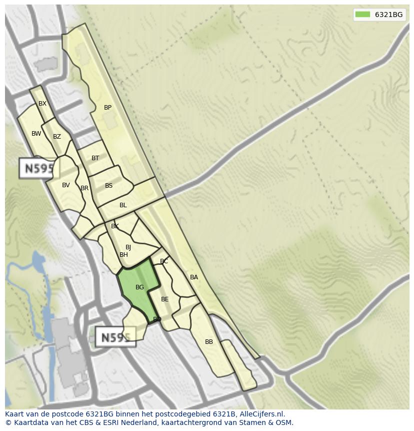 Afbeelding van het postcodegebied 6321 BG op de kaart.