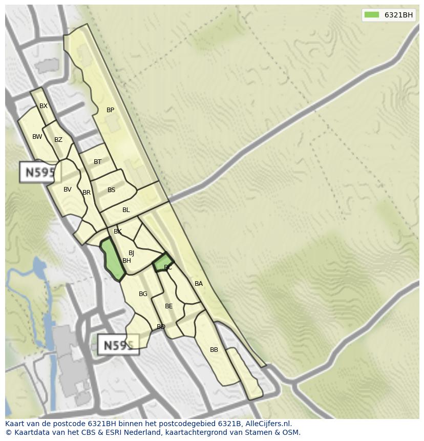 Afbeelding van het postcodegebied 6321 BH op de kaart.