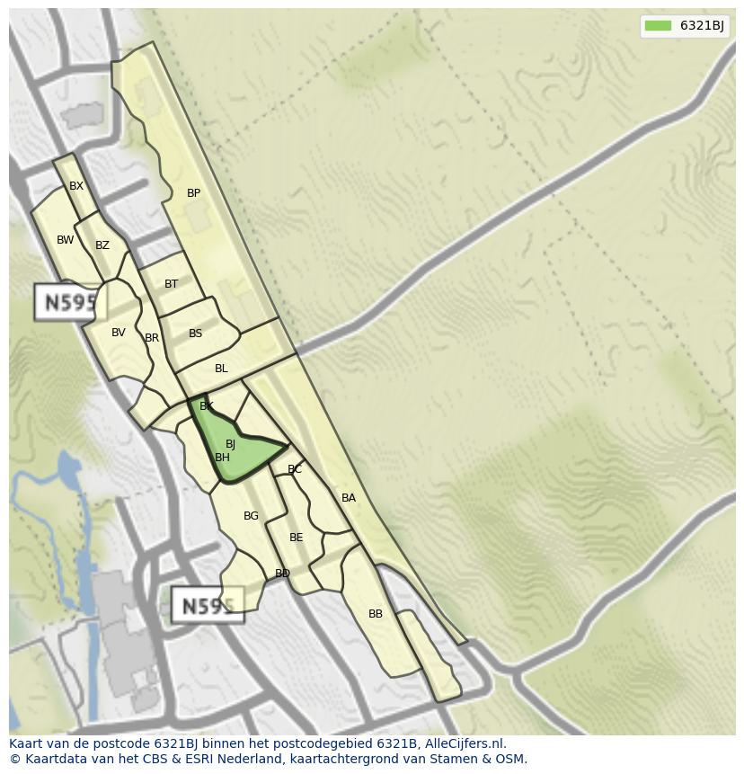 Afbeelding van het postcodegebied 6321 BJ op de kaart.