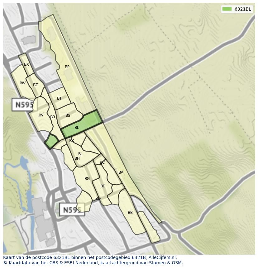 Afbeelding van het postcodegebied 6321 BL op de kaart.