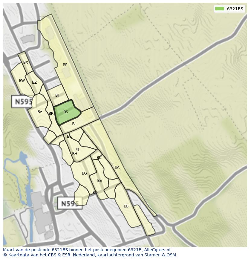 Afbeelding van het postcodegebied 6321 BS op de kaart.