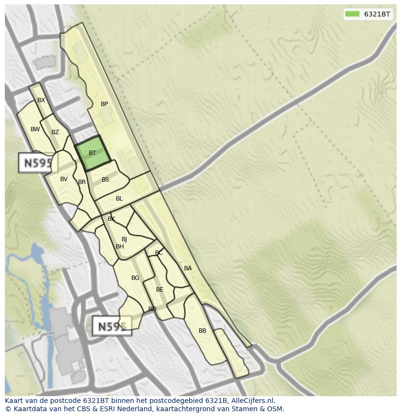 Afbeelding van het postcodegebied 6321 BT op de kaart.
