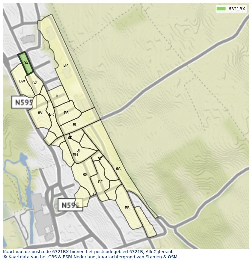 Afbeelding van het postcodegebied 6321 BX op de kaart.
