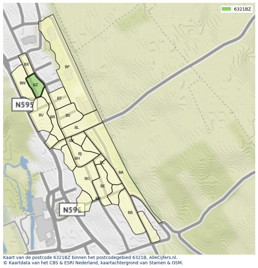 Afbeelding van het postcodegebied 6321 BZ op de kaart.
