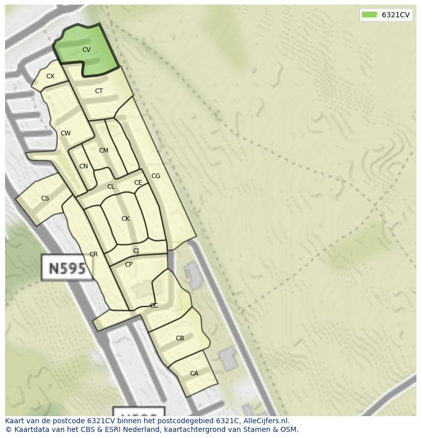 Afbeelding van het postcodegebied 6321 CV op de kaart.