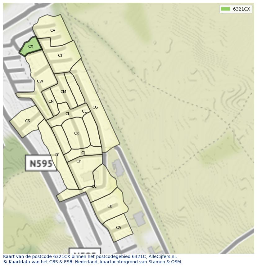 Afbeelding van het postcodegebied 6321 CX op de kaart.