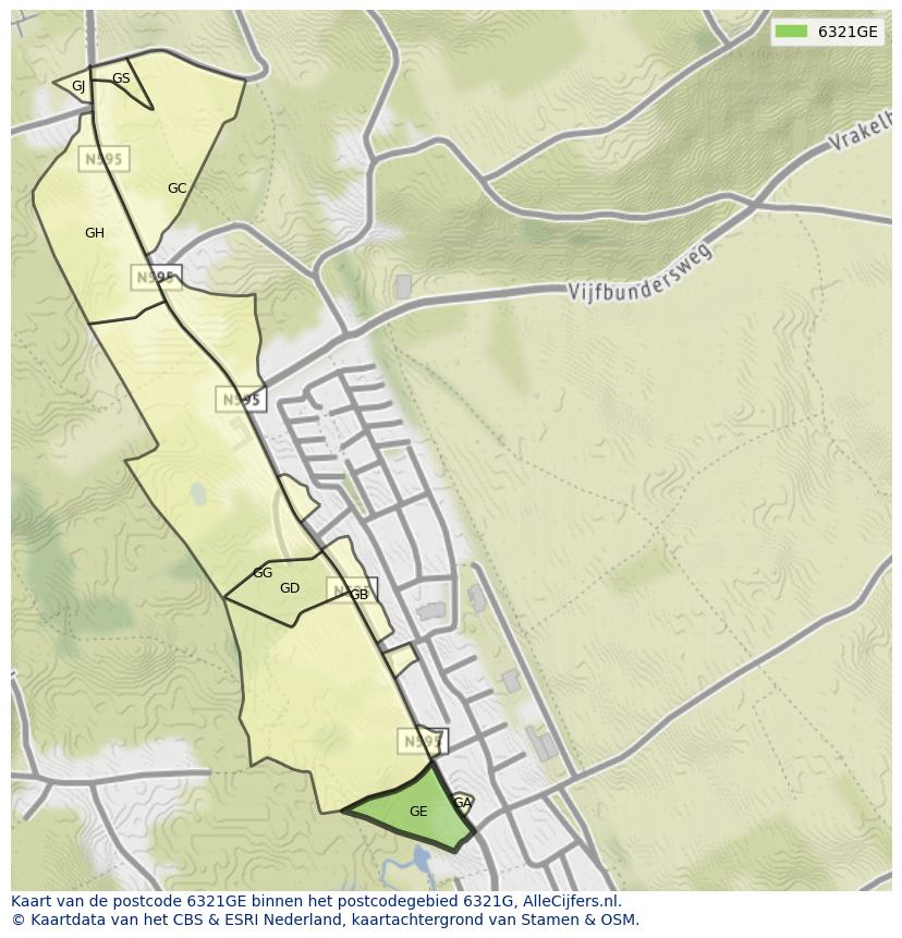 Afbeelding van het postcodegebied 6321 GE op de kaart.