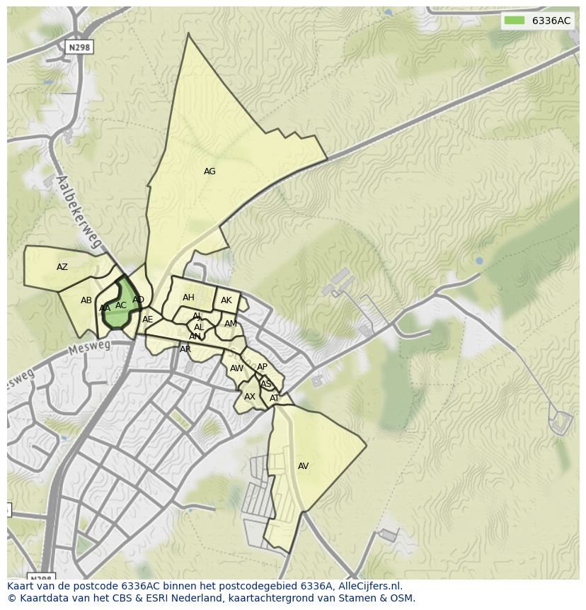 Afbeelding van het postcodegebied 6336 AC op de kaart.