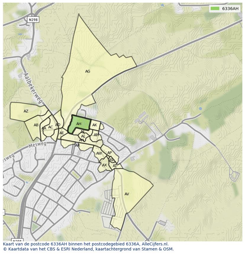 Afbeelding van het postcodegebied 6336 AH op de kaart.