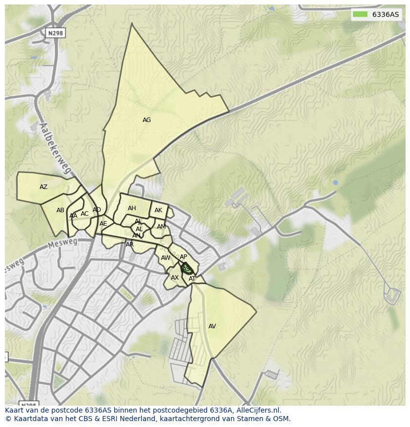 Afbeelding van het postcodegebied 6336 AS op de kaart.