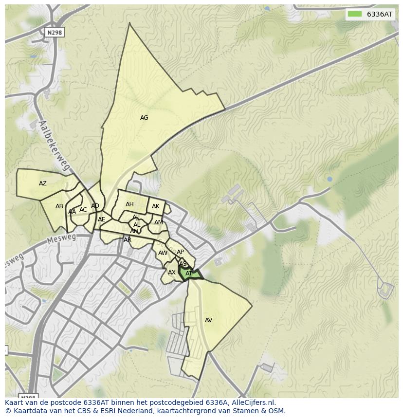Afbeelding van het postcodegebied 6336 AT op de kaart.