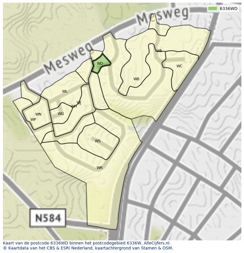 Afbeelding van het postcodegebied 6336 WD op de kaart.