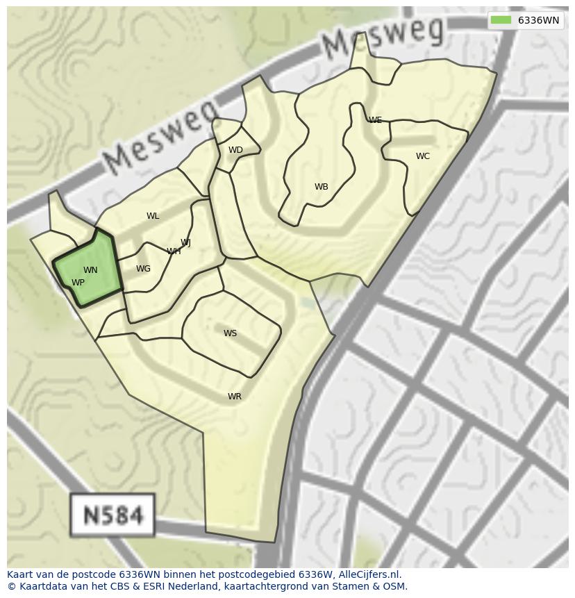 Afbeelding van het postcodegebied 6336 WN op de kaart.