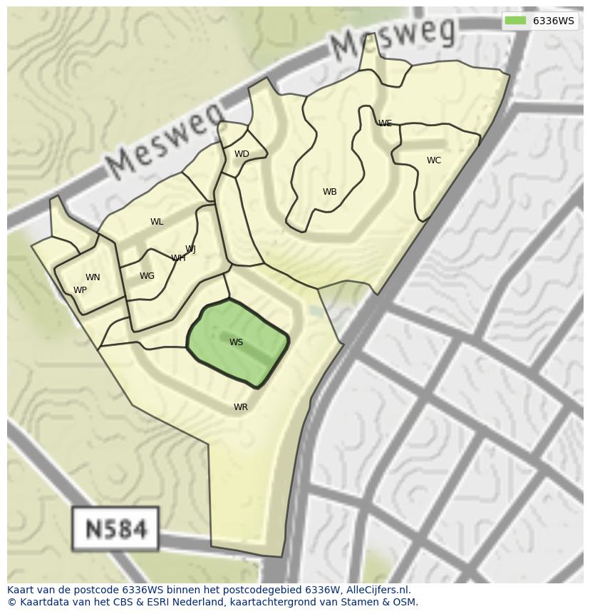 Afbeelding van het postcodegebied 6336 WS op de kaart.