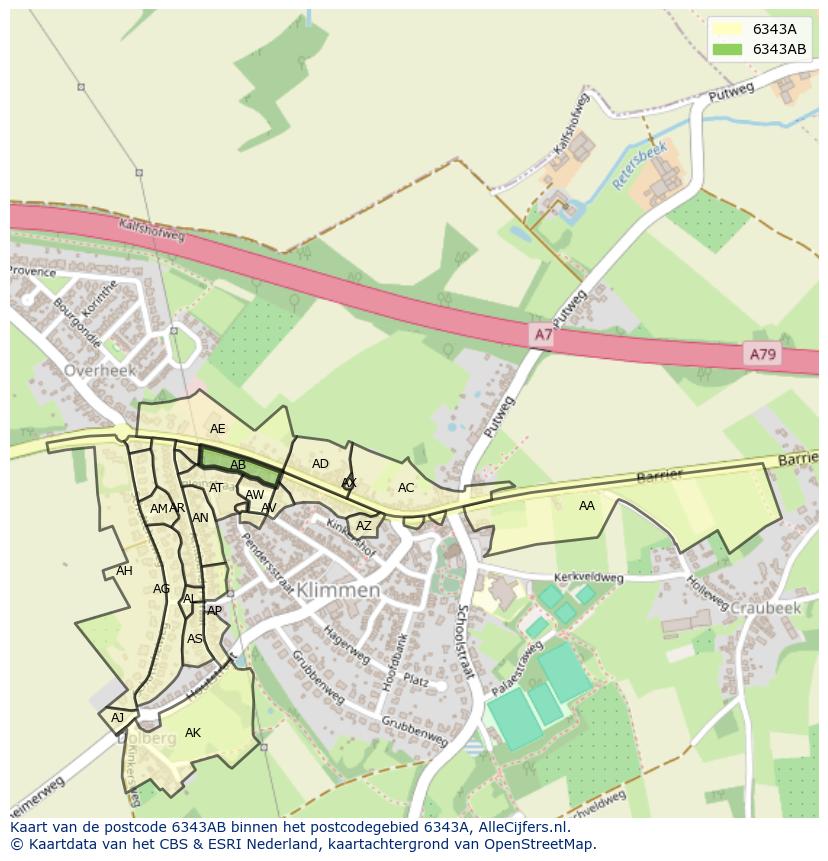 Afbeelding van het postcodegebied 6343 AB op de kaart.