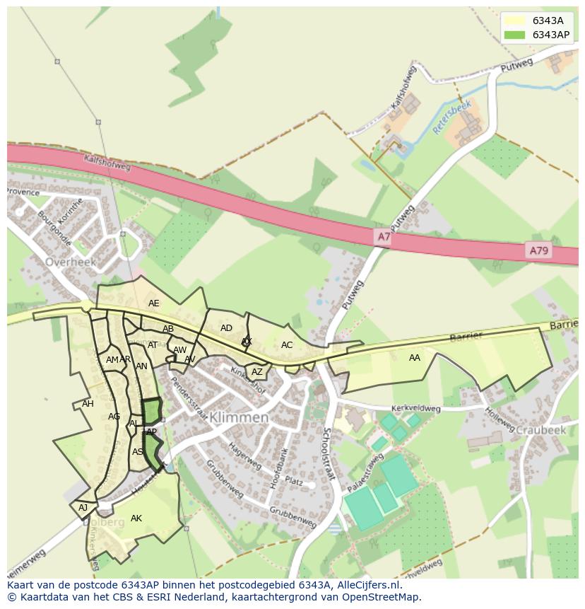 Afbeelding van het postcodegebied 6343 AP op de kaart.
