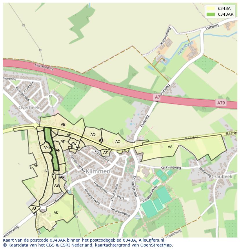 Afbeelding van het postcodegebied 6343 AR op de kaart.