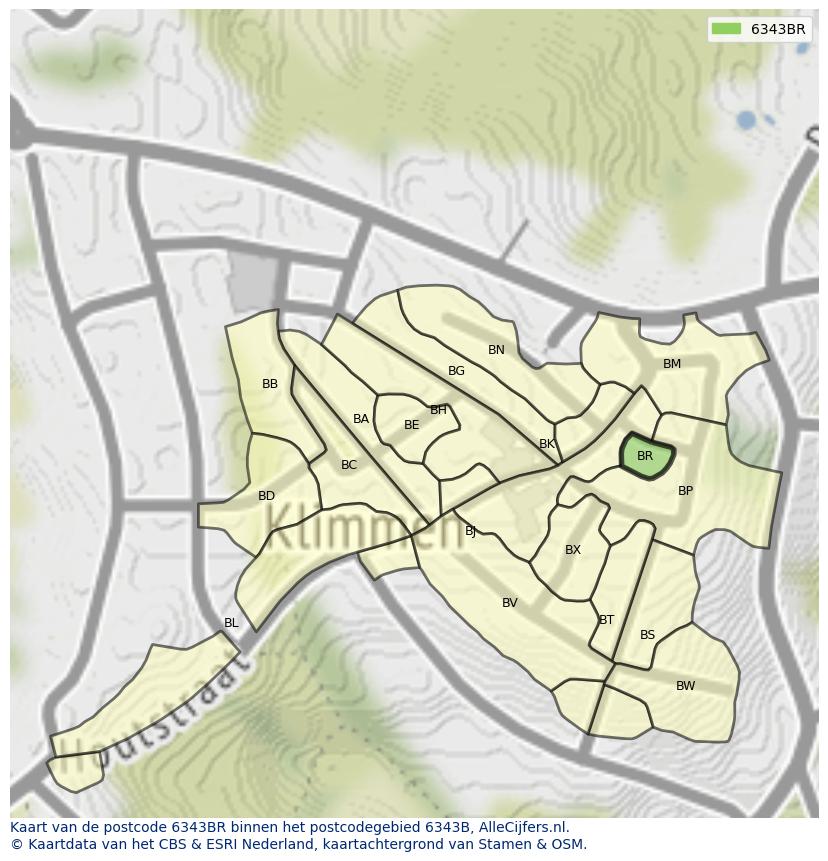 Afbeelding van het postcodegebied 6343 BR op de kaart.