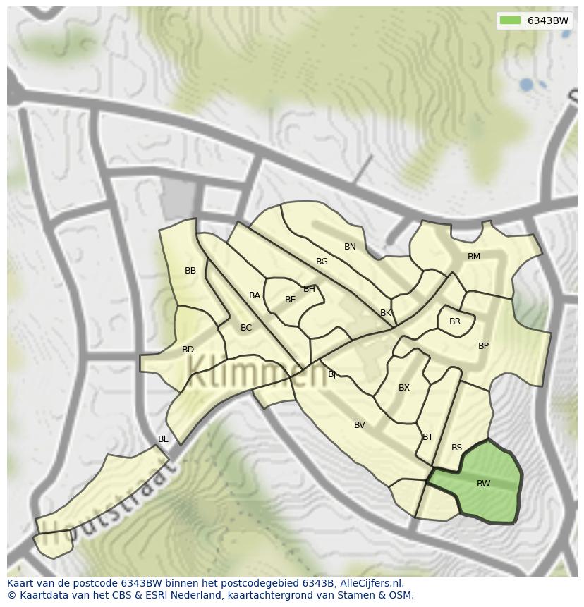 Afbeelding van het postcodegebied 6343 BW op de kaart.