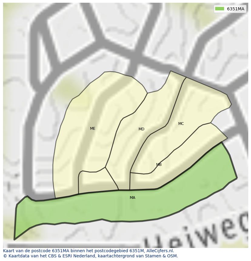 Afbeelding van het postcodegebied 6351 MA op de kaart.