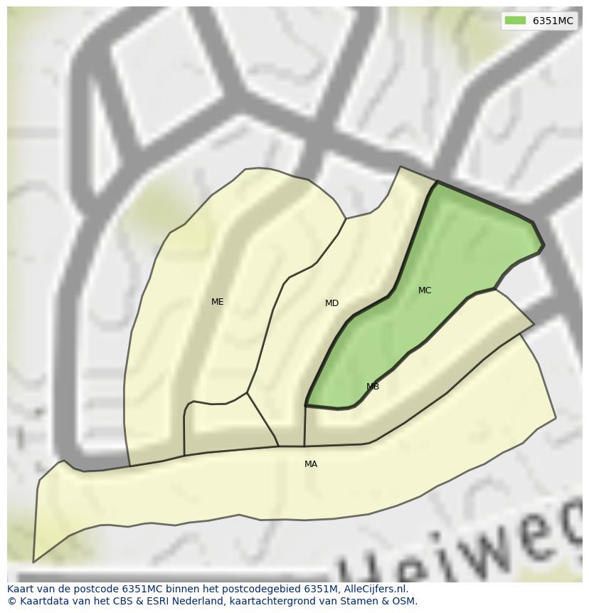 Afbeelding van het postcodegebied 6351 MC op de kaart.