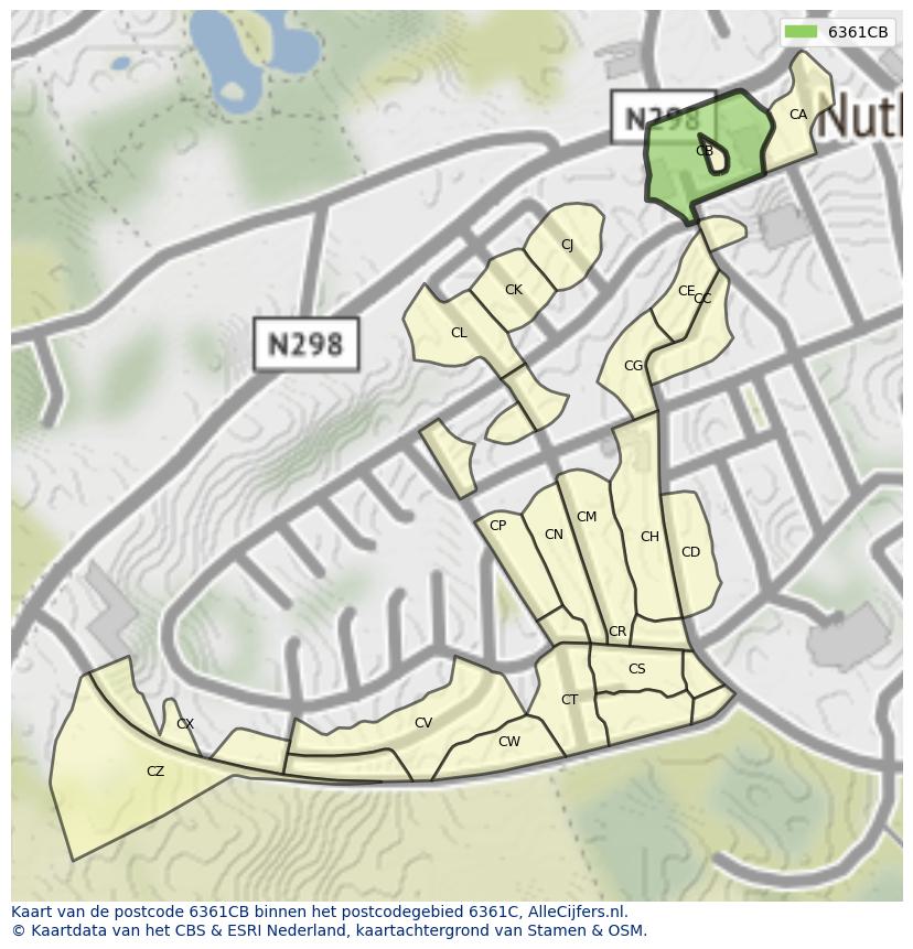 Afbeelding van het postcodegebied 6361 CB op de kaart.